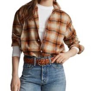 Polo by Ralph Lauren Brown Plaid Flannel Buttondown Shirt Size 18